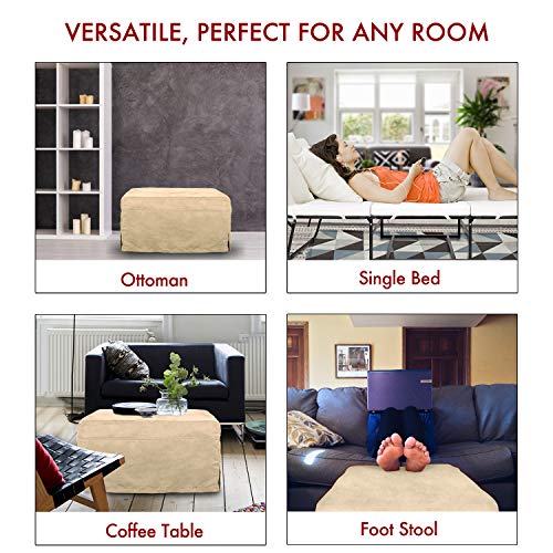 NOVA_FURNITURE Space Saving Folding Ottoman Sleeper Guest Bed (2nd Generation) with Safe, Comfortable and Durable Updates, Beige