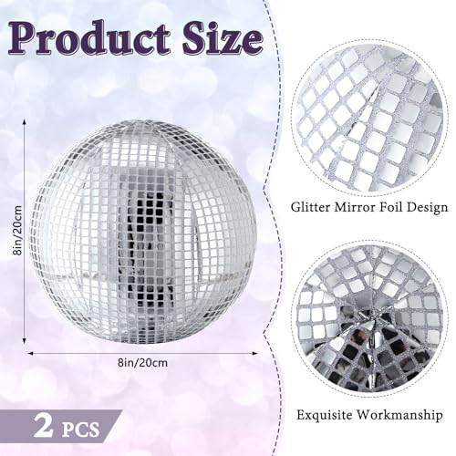 GlikCeil 2 Pcs Disco Ball Pillows Decorative Sequin Throw Pillows for Birthday Gifts Bedroom Living Room Home Decor Funky Sphere(8 Inch,Silver)