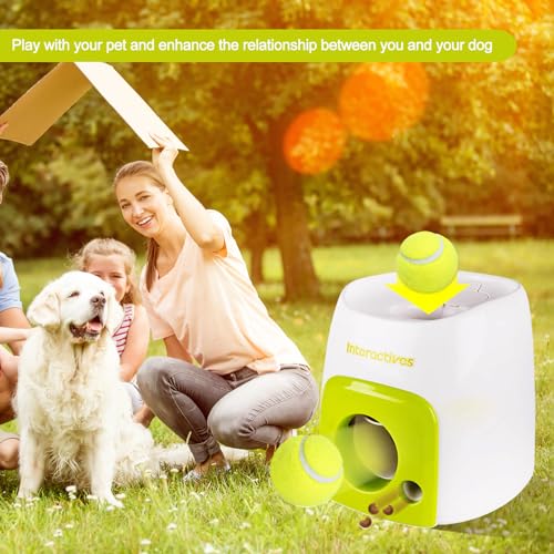 TITA-DONG Automatischer Hundeballwerfer, Interaktive Welpen-Haustierspielzeug-Apportiermaschine, Tennisballwerfer-Wurfspiel, Hundeballwerfermaschine für Große, Mittelgroße und Kleine Hunde