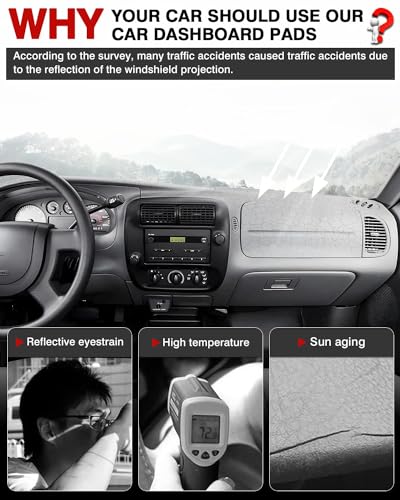 Image of Autorder Dashboard Cover Mat for Ford Ranger 1995-2011 /Ford Explorer 1995-2001 /Mazda B2300 B2500 B3000 B4000 1995-2008 Accessories Dash Cover Flannel Dash Mat Sunshade Glare UV Rays Protector