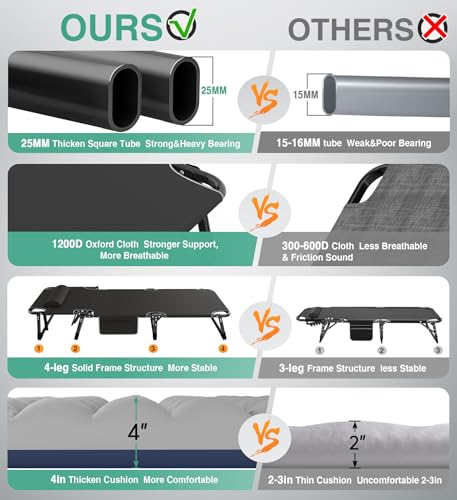 Suteck-Folding-Camping-Cot-Adjustable-52-Positions-Reclining-Portable-Outdoor-Cot-Heavy-Duty-Sleeping-Bed-Cots-wPillow-Mat-Carry-Bag-Chaise-Lounge-Chair-for-Home-Office-Nap-Beach-Pool-Patio-Travel