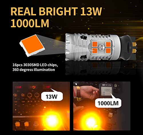 Image of LASFIT PWY24W LED Bulbs Turn Signal Light PW24W Built in Resistor Canbus Error Free Extremely Bright Blinker Amber /Yellow Replacement Upgraded (Pack of 2)