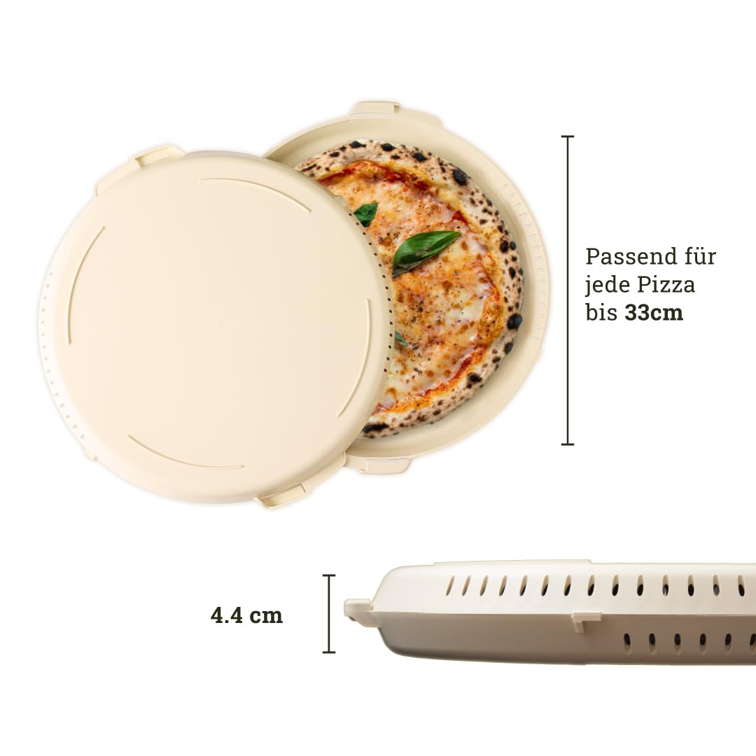 Mehrweg Pizzabox Original | Wiederverwendbare Pizza-Aufbewahrungsbox mit Deckel, stapelbar & nachhaltig - für Pizza bis 33 cm (Dough)
