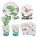 Amycute Set di Forniture per Dinosauro, Piatti Bicchieri Tovaglioli Cannucce per la Festa di Compleanno per Bambini