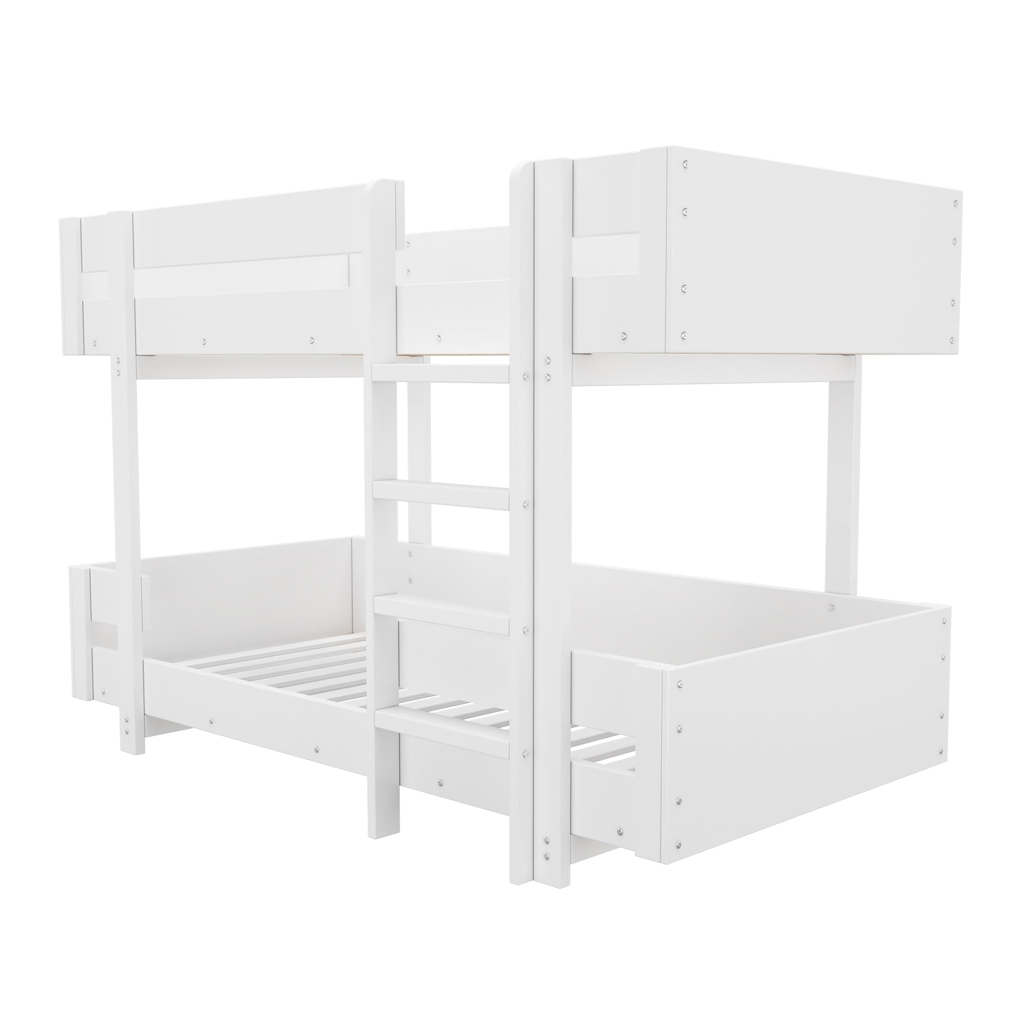Merax Lit superposé pour Enfant, 90 x 200 cm, en Bois Massif et MDF, avec échelle de sécurité, pour garçons et Filles, Blanc (sans Matelas)