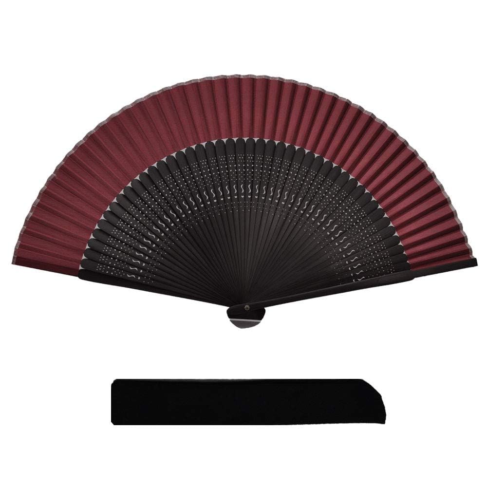 Echidou Silk Bamboo Folding Fan with Case, Simple, Plain, Durable, Suitable for Men and Women, Unisex, Japanese Clothing, 08 : Clothing, Shoes & Jewelry