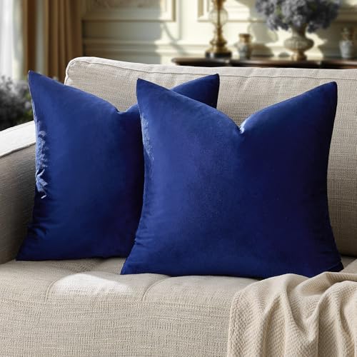 Image of GIGIZAZA Decorative Throw Pillow Covers 16x16,Royal Blue Square Couch Pillow Covers,Velvet Sofa Boho Cushion Pillows