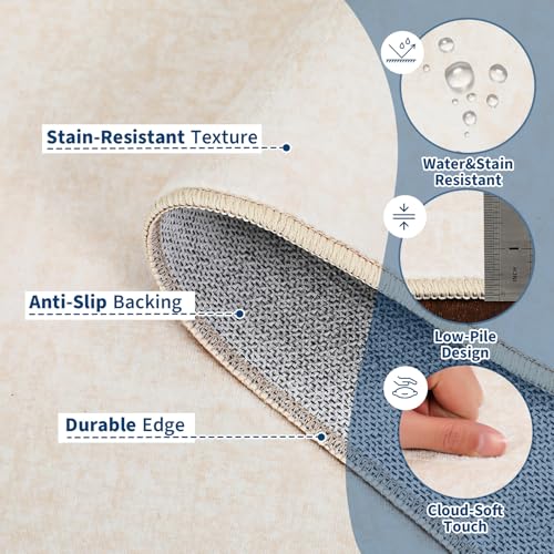 Tapete Garvee 9x12 pies Lavable y Antideslizante Blanco Marfil miniatura 6