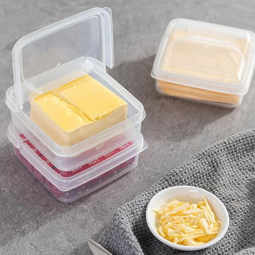 2Pack Sliced Cheese Container for Fridge Flip Lid Clear Butter Block Cheese Slice Storage Box Airtight Keeps Cheeses Fresh Longer and Delicious Refrigerator Organizer for Food Grated Cheese-Singles