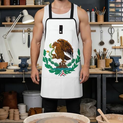 Delantal de trabajo con bandera de México y bolsillos miniatura 4
