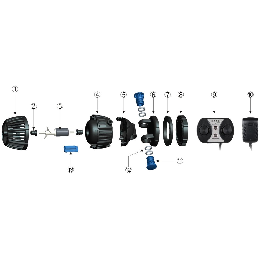 SunSun CW-110 Strömungspumpe 500-4000 l/h 10 W Aquarium Pumpe mit einstellbarer Wellenform, Wellenzyklus und Pumpleistung, mit Tag- und Nachmodus