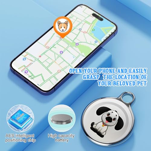 Rppiup GPS Tracker für Katzen und Hunde, Mini GPS ohne ABO, Wasserdicht für Hunde, Live-Ortung, Haustier-Tracker für Kofferraum und Rucksack