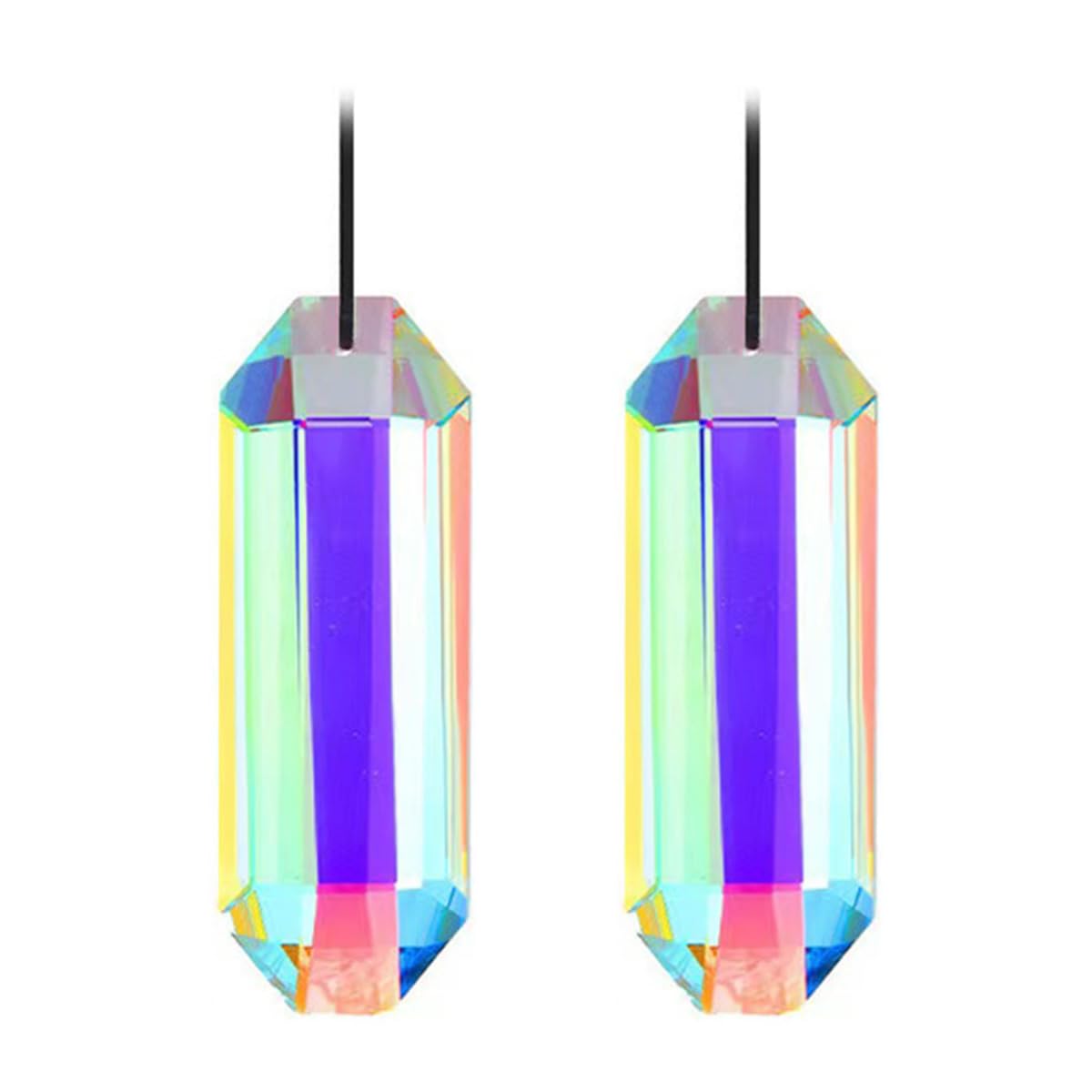 Orivin 2 Pcs Suncatchers 3" Large Crystal Prisms Sun Catcher with Glass Rectangle Colored Hexagon Rainbow Maker for Chandelier Garden Fantasy Aesthetic Home