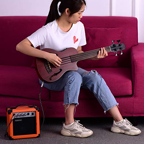 Image of 30 Inch Cutaway U-Bass UBass Wooden Electric Acoustic Bass Ukulele Ukelele Built-in EQ Tuner with F Sound Holes