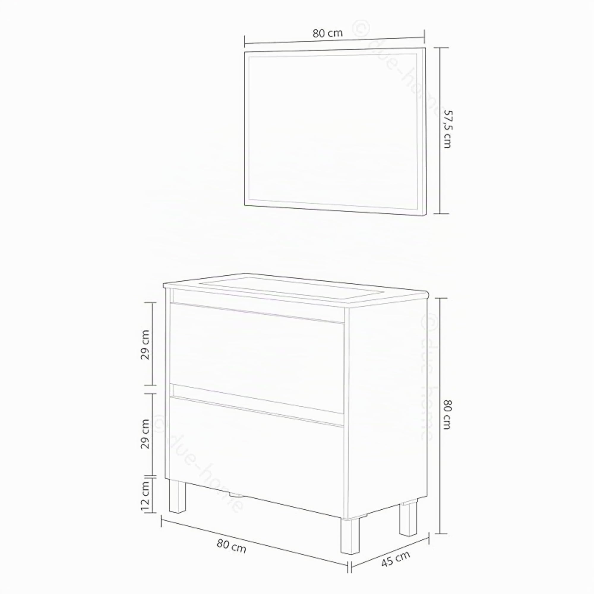 ARKITMOBEL 305040H Dakota Meuble de Salle de Bain avec Deux tiroirs et Miroir 80 x 80 x 45 cm Couleur Nordique
