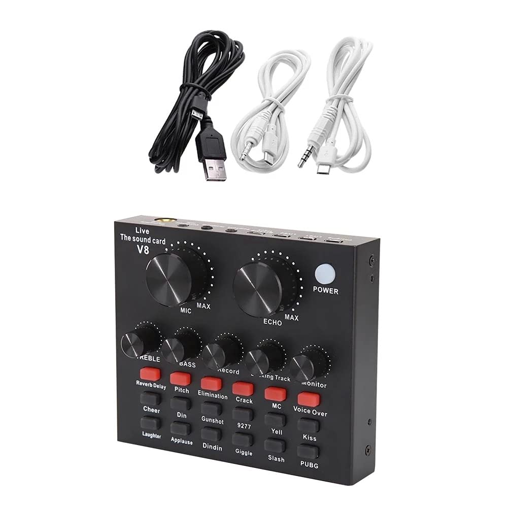 Carte Son Externe USB V8 Audio, Casque, Microphone, webcast, Divertissement Personnel, Streaming, Diffusion en Direct pour PC, téléphone, Ordinateur