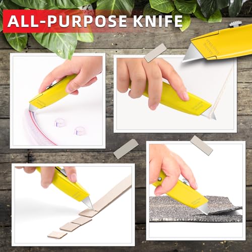 Image of DIYSELF 20 Pack Utility Knife, Heavy Duty Razor Box Cutter Retractable | Durable Utility Knives for Garage, Home and Office, Box Opener for Packaging, Paper, Leather, Vinyl, PVC Pipe Cutter (Yellow)