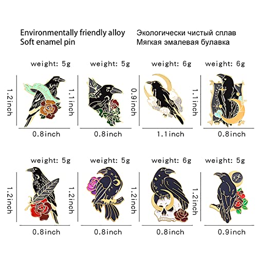 Nero Corvo Smalto Pin Set Art Rose Moon Lapel Pin