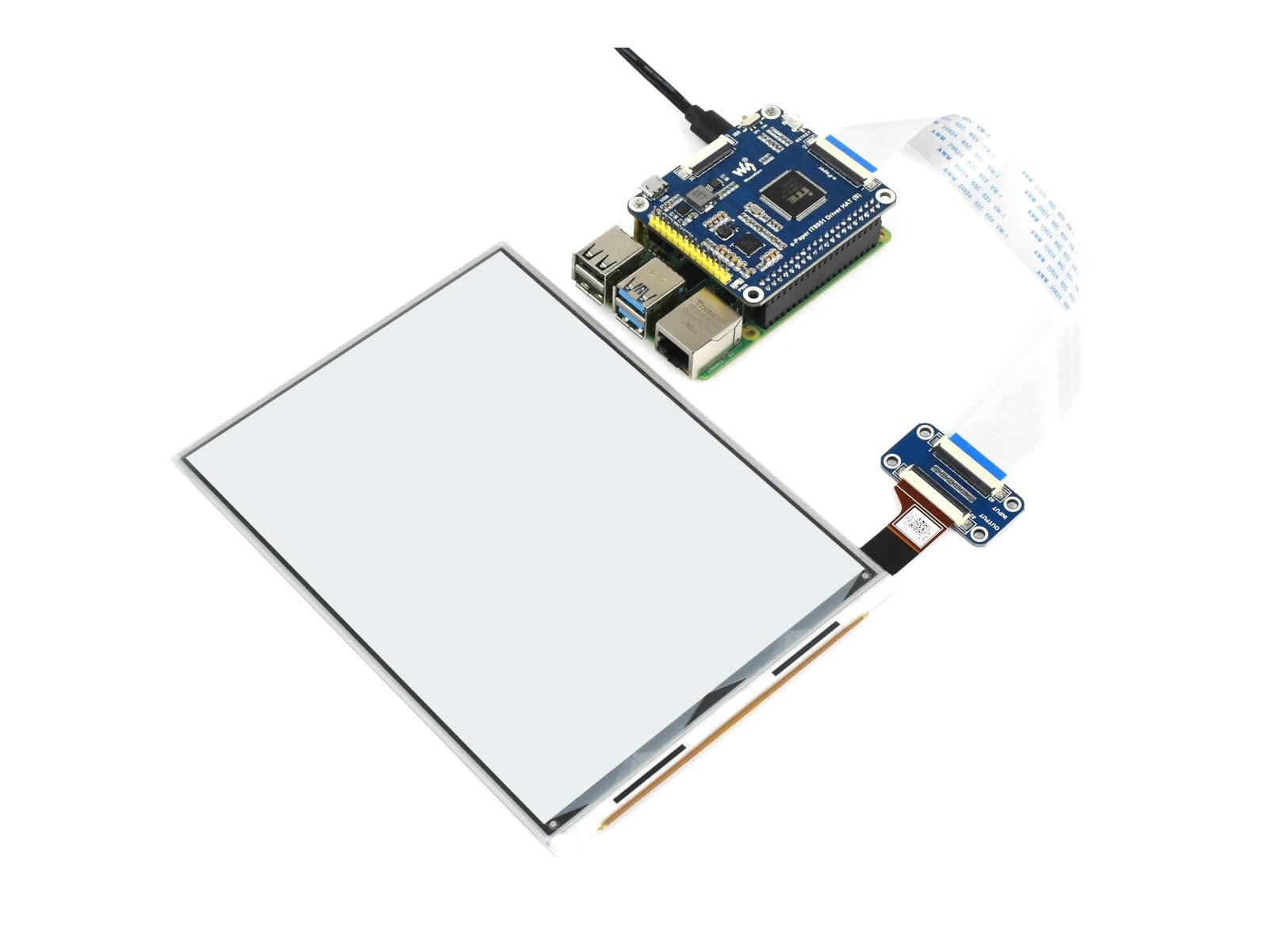 Waveshare 7.8inch E-Ink Display Hat for Raspberry Pi 1872x1404 Resolution E-Paper IT8951 Controller USB/SPI/I80 Interface Supports Partial Refresh for Ebook Reader