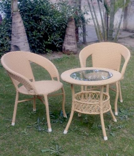 Image of India 2+1 Outdoor Indoor Patio Furniture Sets Rattan Chair Patio Set Conversation Set Poolside Lawn Chairs Swingarea Balcony Outdoor Garden Furniture Chair Honey Color