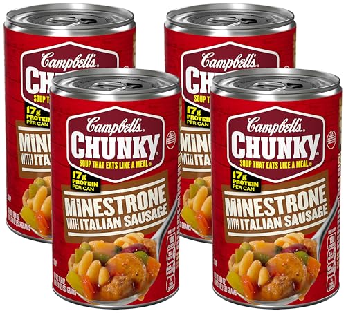 Campbell’s Chunky Soup, Minestrone with Italian Sausage Soup, 18.8 Oz Can (Pack of 4)