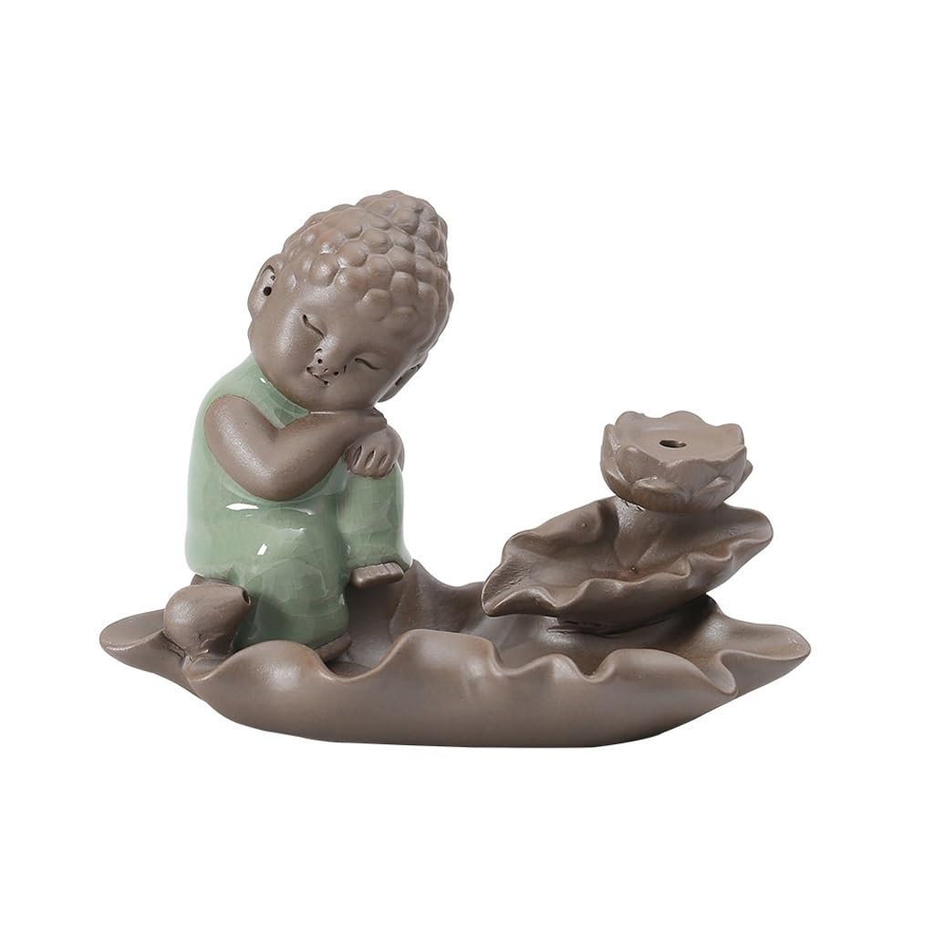 Incense Holder Base Waterfall Incense Burner Backflow Buddha Holder Censer Office Yoga Teahouse Home Decor Aroma Furnace (Ceramic)