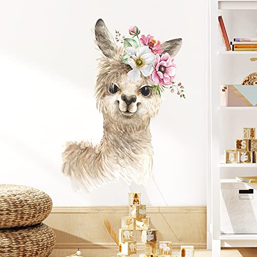 Vinilo decorativo Llama con flores 14x20 pulgadas miniatura 4