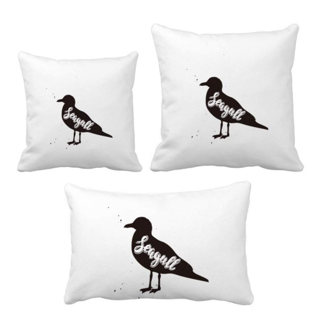 Housse de coussin mouette déco salon carrée avec fermeture éclair