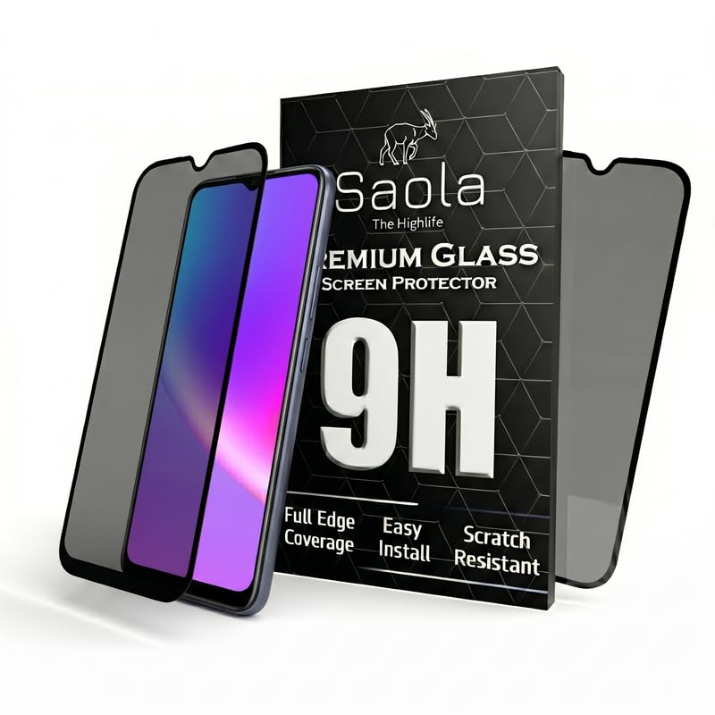 Image of Saola Ultra Privacy Tempered Glass For Realme C25 (PACK OF 1) with Free Installation Kit. (In-Screen FingerPrint Lock will not work with the Privacy Guard because of it's Spy Coating) - 6.5 inch
