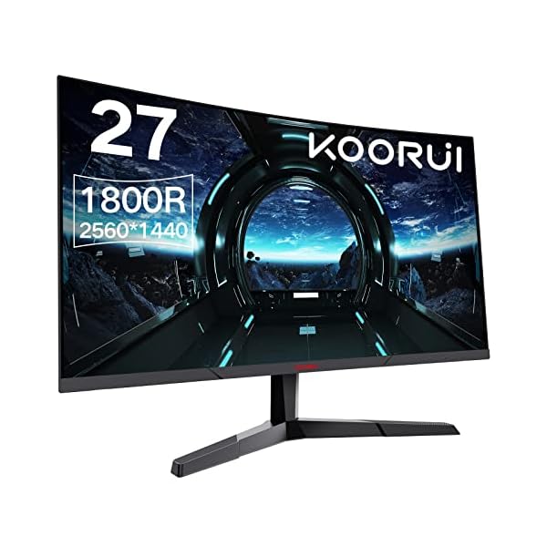 KOORUI de Monitor Gaming Ultragear 27 Pulgadas - 144Hz 1ms, Resolución 2560x1440 (QHD), Cobertura DCI-P3 del 85%, Borde Ultra Delgado, Inclinación Ajustable, HDMI/DP/VGA/Salida de Audio