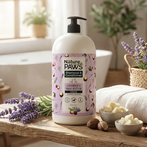 Image of Regular Range Pet Shampoo & Conditioner with Lavender & Shea Butter Nourishing Care for Dogs & Cats (Anti-Odour, Calming, Refreshing) (1000 ml)