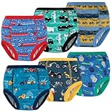 FLYISH DIRECT Potty Training Pants, Reusable Training Pants for Toddlers, 6 Packs of Car Potty Trainer Underwear for Boys, 3 Years, Blue Car