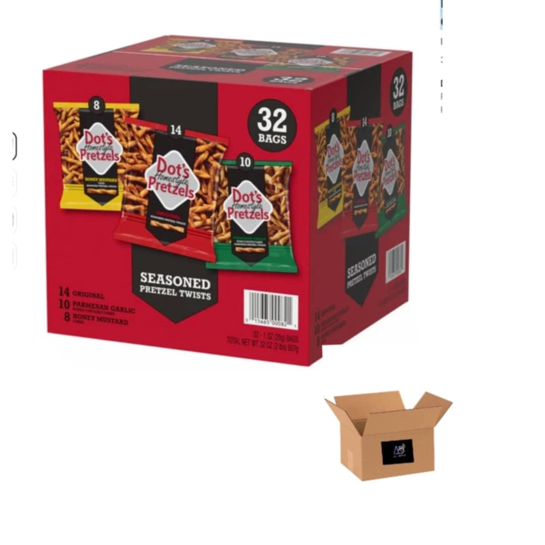 Dot's Pretzels Variety, 32-count in Accents Depot Box Packaging