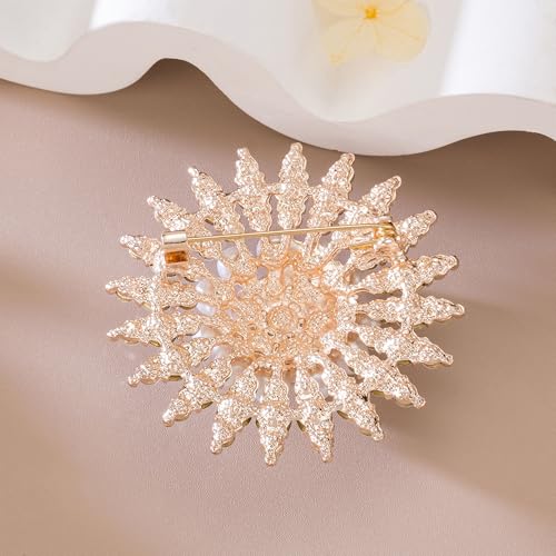 Image of SELOVO Bling Elegant Crystal Simulated Pearl Snowflake Brooch Pin