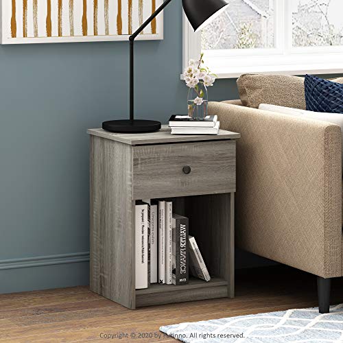 Image of Furinno Tidur Nightstand, 1-Pack, French Oak Grey