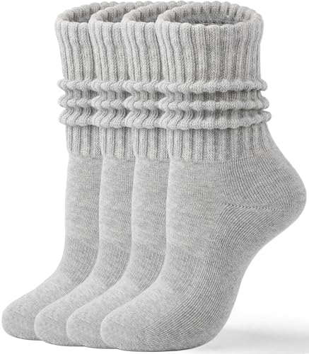 Image of HONGTEYA Slouchy Crew Socks For Women,Scrunch Cotton Cozy Workout Socks