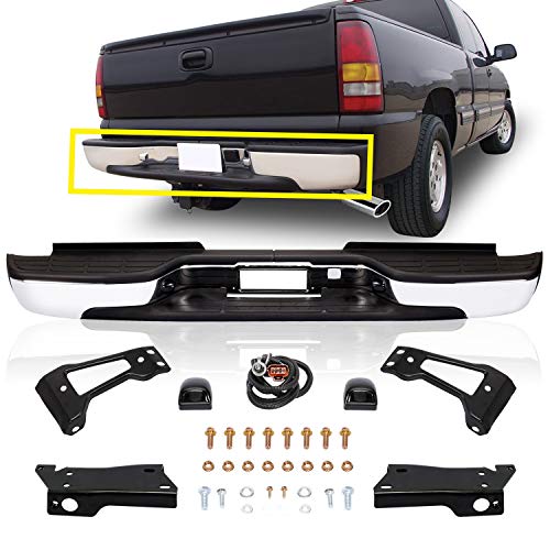 CarPartsDepot 364-15136-20-CH Rear Step Bumper Replacement Steel Bar W/ Pad Chrome GM1103129