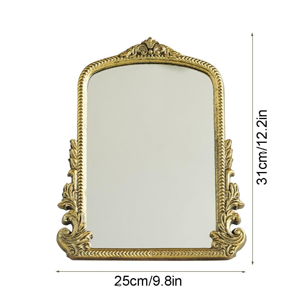 Specchio da Toeletta Barocco Vintage, Specchio da Trucco da Tavolo ad Arcos, Specchi Indipendenti per Comò, Camera da Letto, Soggiorno(25x31cm)