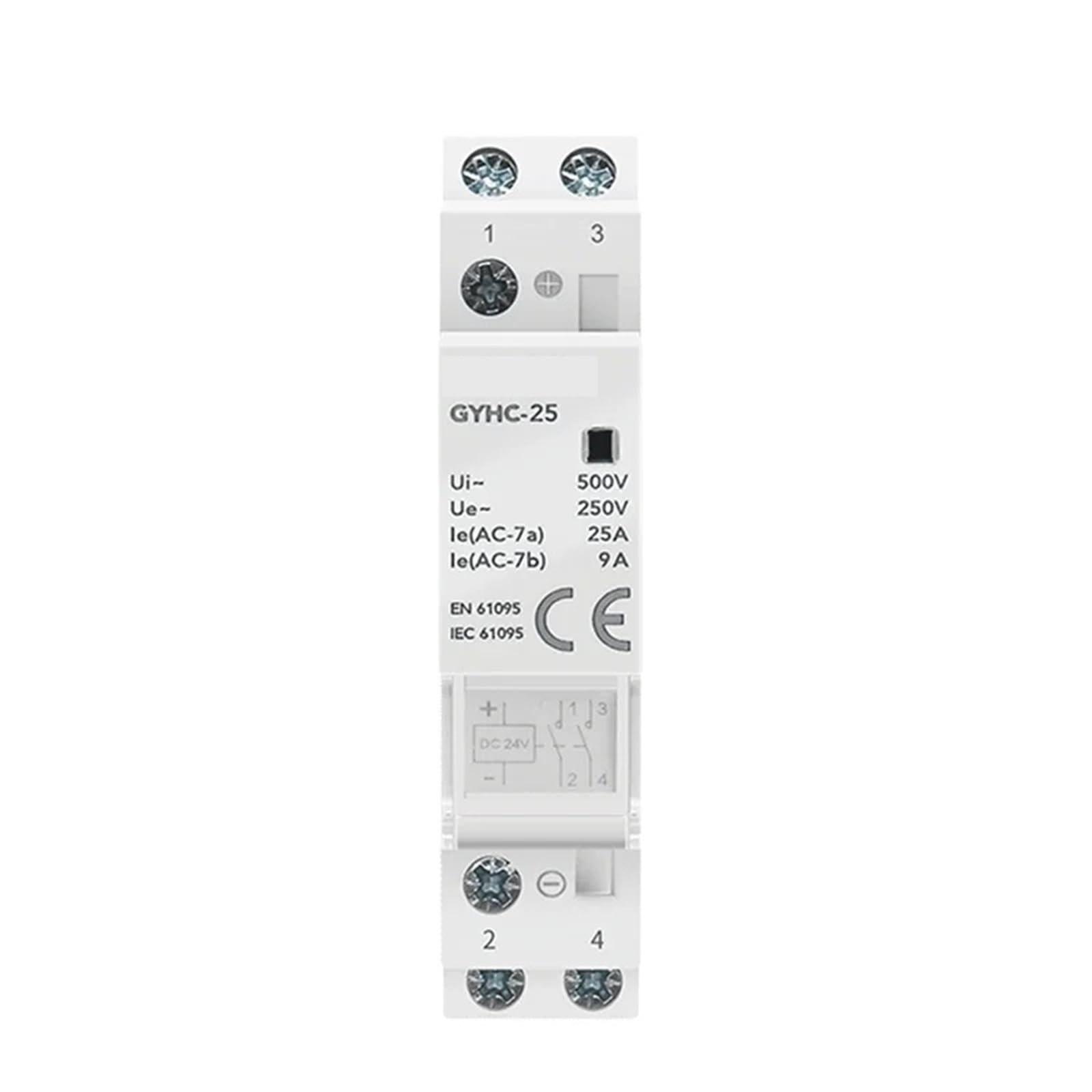 Contactor modular para uso doméstico sobre carril DIN DC24V 25A 2NC 2NO 1NO1NC 50/60Hz Contactor modular para uso doméstico DC12V (2P 25A 2NC DC12V)