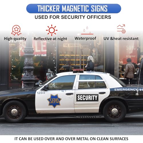 Image of Security Sign Magnet, 2 Pack Black Security Officers Magnetic Signs For Vehicles Trucks, SUV and Cars, Rover, Patrol Security 14.2 inchx4.3 inch