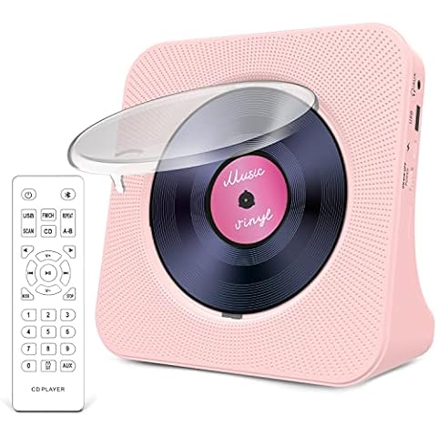 Greadio CD Player Portable with Bluetooth 5.0, HiFi Sound Speaker, CD Music Player with Remote Control, Dust Cover, FM Radio, LED Screen, Support AUX/USB, Headphone Jack for Home, Kids, Kpop, Gift Cover