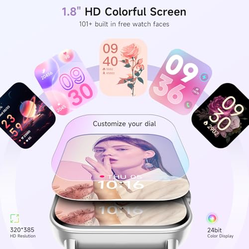 Image of Gydom Smart Watches for Women for Android & iPhone, Alexa Built-in, 1.8 inch Smartwatch with Heart Rate /SpO2 /Sleep /Stress, IP68 Waterproof Fitness Tracker, 101+ Sports Modes, Purple