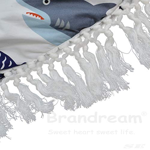 Brandream Baby Playmat Nautical Shark Boys Tummy Time Mat Soft Cotton Round Mat With Ocean Animal, Navy Blue White #TOP5