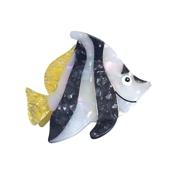 Black-white Striped Fish Hair Clips,Funny Acetate Fish Claw Clip,Fishes Claw Clip for Women