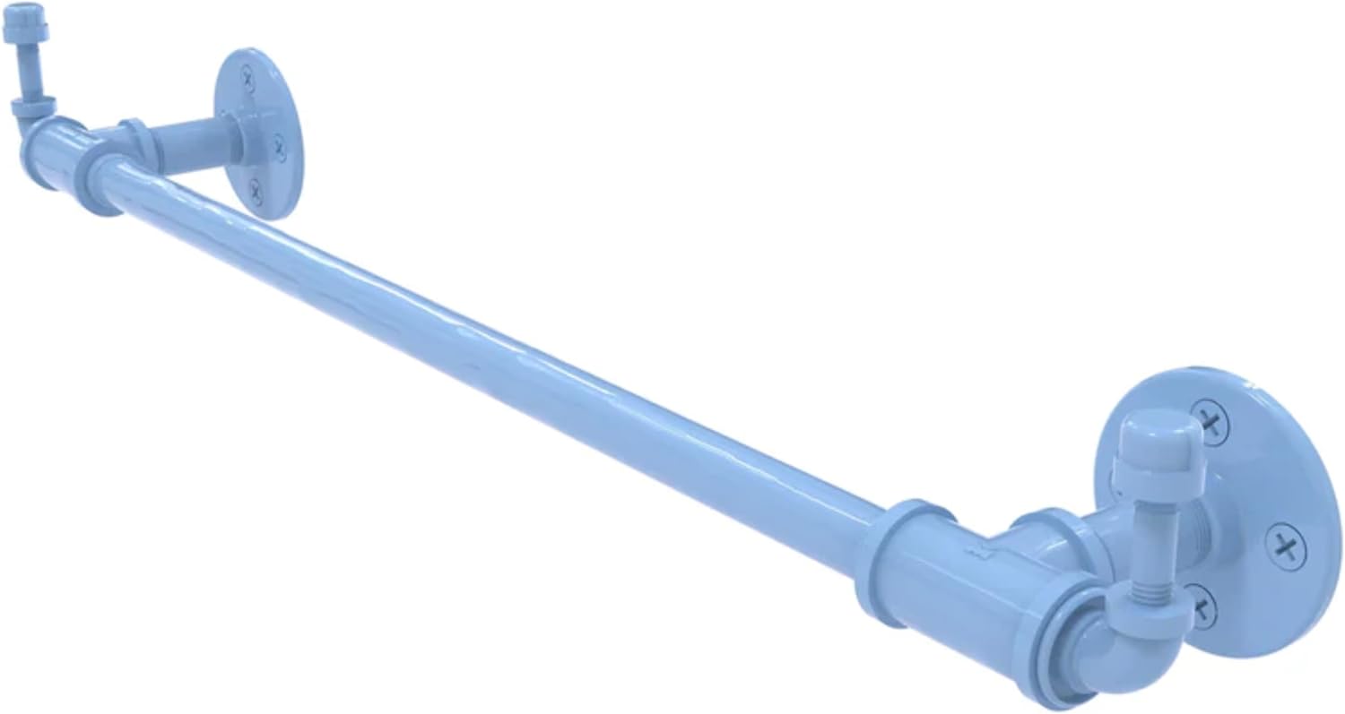 Allied Brass P-250-18-TBHK-FTB Pipeline Collection 18 Inch Towel Bar with Integrated Hooks, Flat Troll Blue