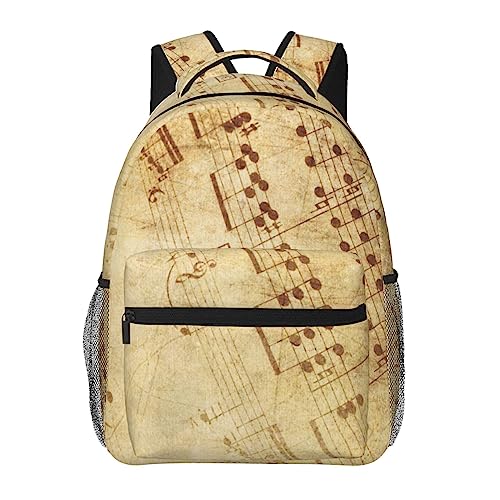 Sac à dos d'école léger avec fermeture éclair résistante motif musique
