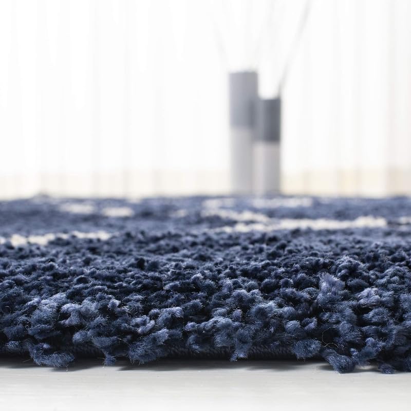 Image of Shaggy Carpet for Home 4X6 FEET Ultra-Soft, Thick, and Stylish Shag Texture Ideal for Living Room, Bedroom, or Office - Easy to Clean and Perfect (DiamondBlueIvory)