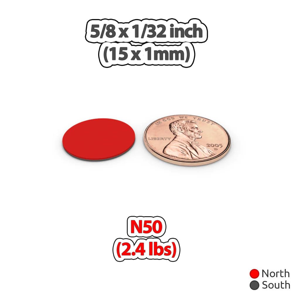 Neodymium Thin Disc Magnets 15x1mm N50 – 50 Pack — Amazon image 5