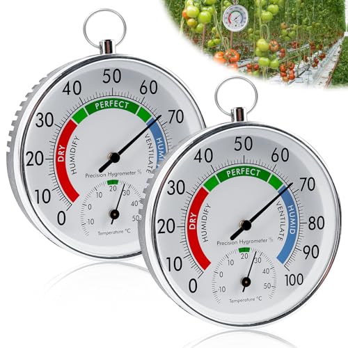 2 Stück Thermometer Hygrometer Analog - 10cm Präzisions Thermo-Hygrometer mit Aufhängeöse, Temperatur und Luftfeuchtigkeitsmesser Geeignet für Innenbereich, Haushalt und Babyzimmer, Farbiger 2 Stück Thermometer Hygrometer Analog - 10cm Präzisions Thermo-Hygrometer mit Aufhängeöse, Temperatur und Luftfeuchtigkeitsmesser Geeignet für Innenbereich, Haushalt und Babyzimmer, Farbiger