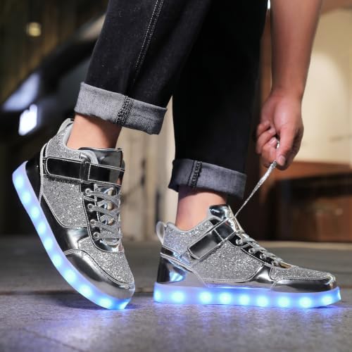 Image of SANYES LED Light Up Shoes for Men Women, USB Rechargeable High Top Glowing Sneakers, Luminous Dancing Shoes